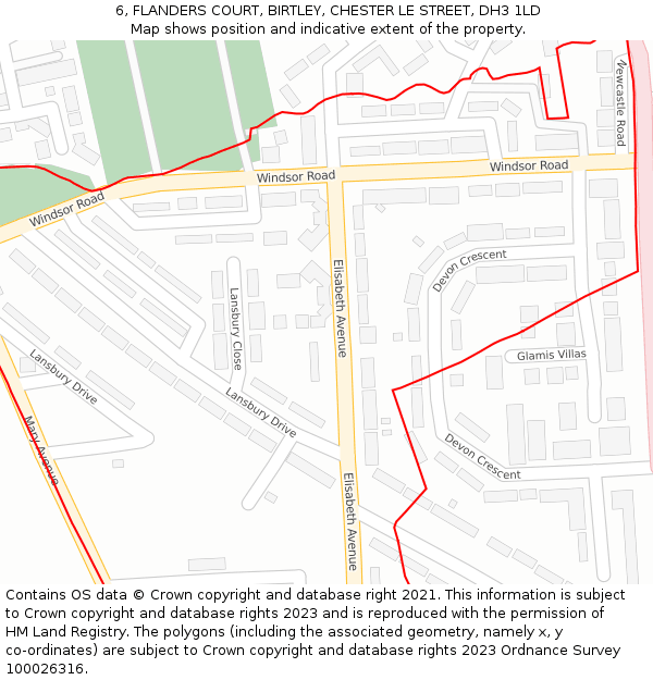 6, FLANDERS COURT, BIRTLEY, CHESTER LE STREET, DH3 1LD: Location map and indicative extent of plot