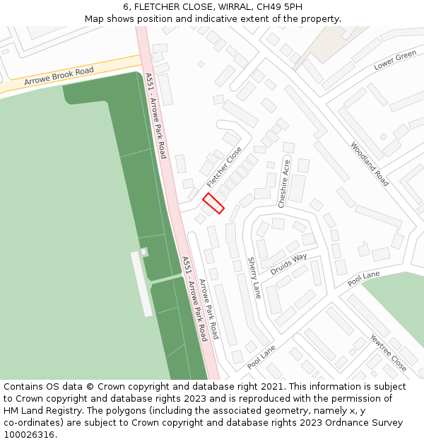 6, FLETCHER CLOSE, WIRRAL, CH49 5PH: Location map and indicative extent of plot