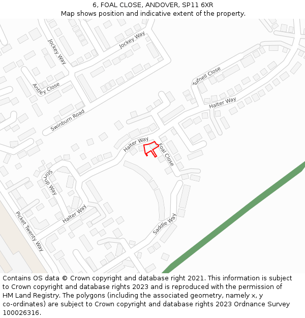 6, FOAL CLOSE, ANDOVER, SP11 6XR: Location map and indicative extent of plot