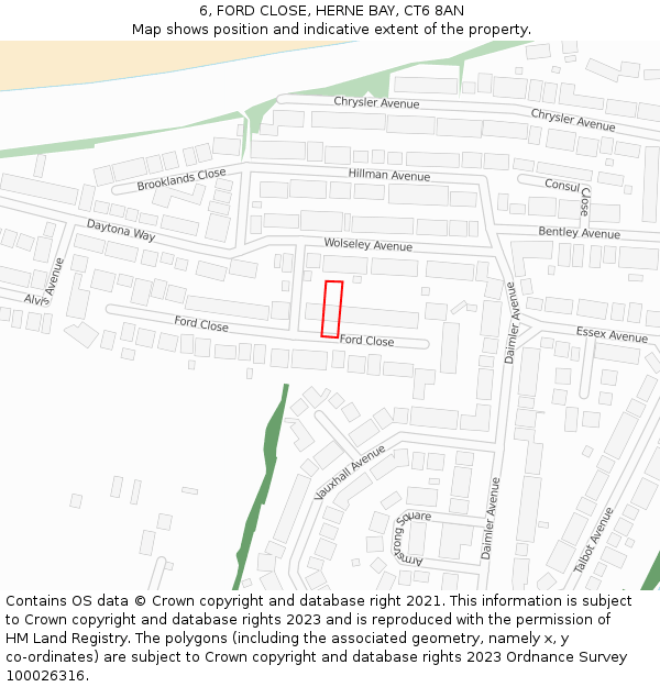 6, FORD CLOSE, HERNE BAY, CT6 8AN: Location map and indicative extent of plot