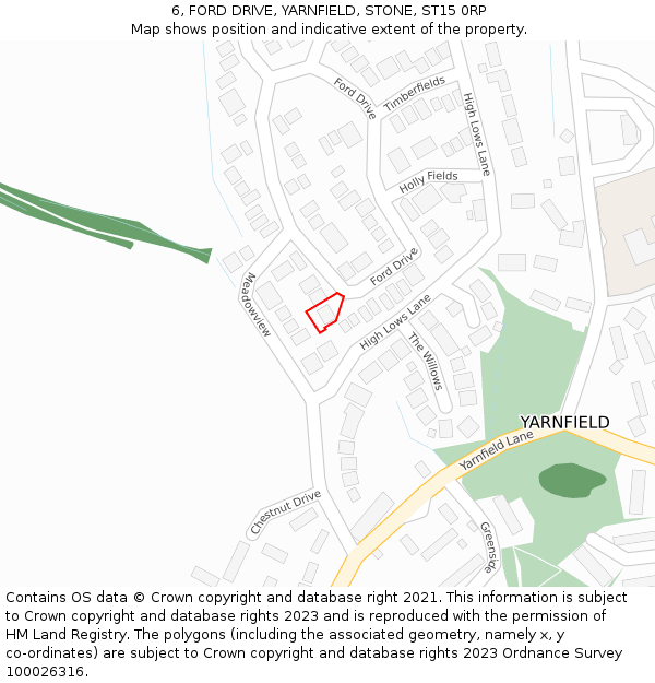 6, FORD DRIVE, YARNFIELD, STONE, ST15 0RP: Location map and indicative extent of plot
