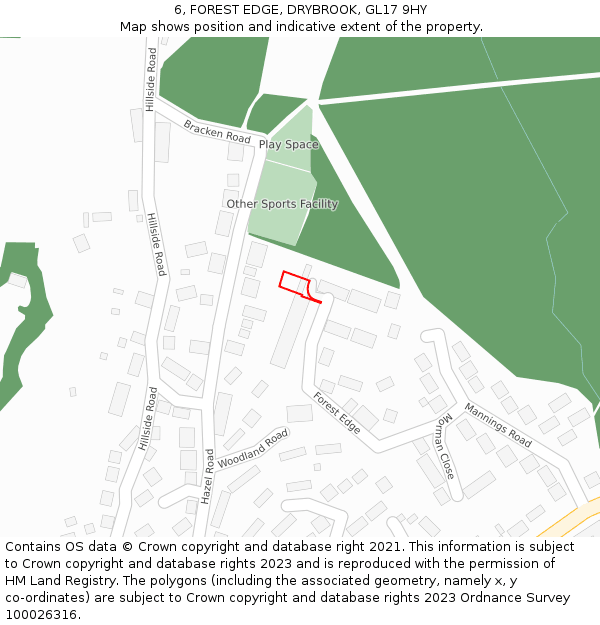 6, FOREST EDGE, DRYBROOK, GL17 9HY: Location map and indicative extent of plot
