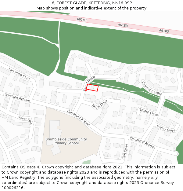 6, FOREST GLADE, KETTERING, NN16 9SP: Location map and indicative extent of plot