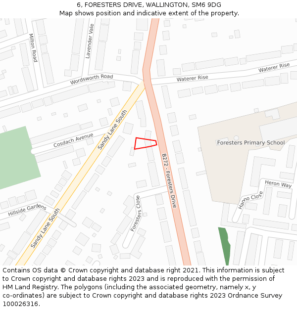 6, FORESTERS DRIVE, WALLINGTON, SM6 9DG: Location map and indicative extent of plot