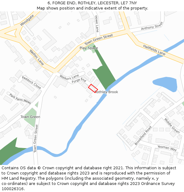 6, FORGE END, ROTHLEY, LEICESTER, LE7 7NY: Location map and indicative extent of plot