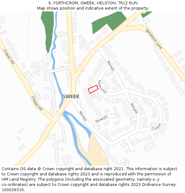 6, FORTHCROM, GWEEK, HELSTON, TR12 6UN: Location map and indicative extent of plot