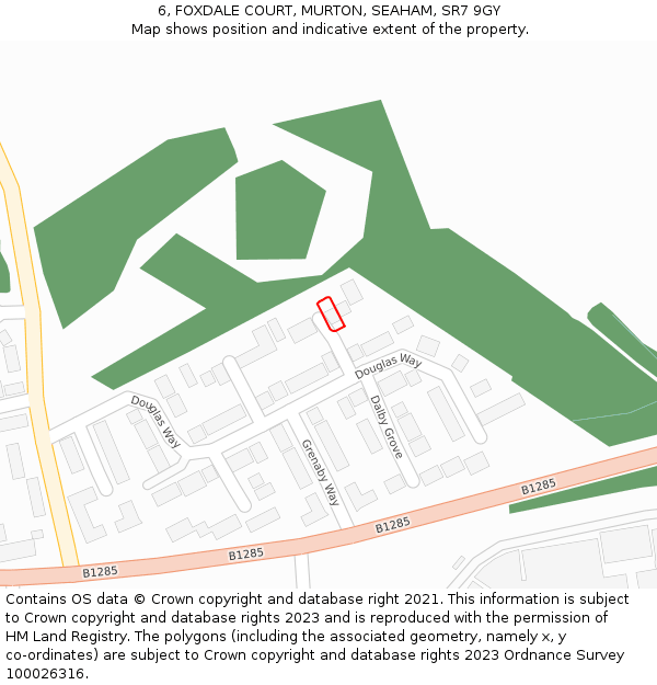 6, FOXDALE COURT, MURTON, SEAHAM, SR7 9GY: Location map and indicative extent of plot