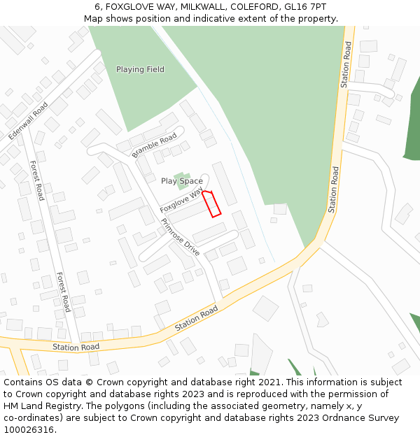 6, FOXGLOVE WAY, MILKWALL, COLEFORD, GL16 7PT: Location map and indicative extent of plot