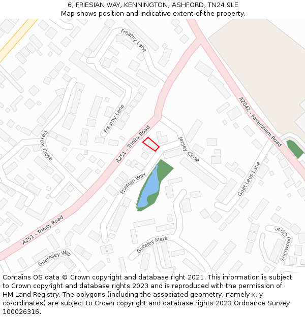 6, FRIESIAN WAY, KENNINGTON, ASHFORD, TN24 9LE: Location map and indicative extent of plot