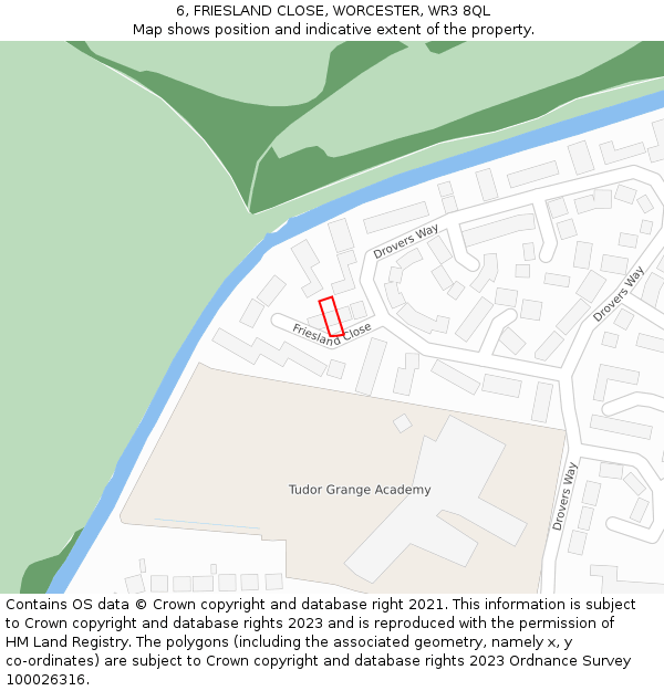 6, FRIESLAND CLOSE, WORCESTER, WR3 8QL: Location map and indicative extent of plot