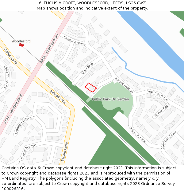 6, FUCHSIA CROFT, WOODLESFORD, LEEDS, LS26 8WZ: Location map and indicative extent of plot