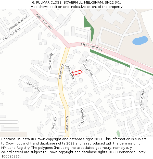 6, FULMAR CLOSE, BOWERHILL, MELKSHAM, SN12 6XU: Location map and indicative extent of plot