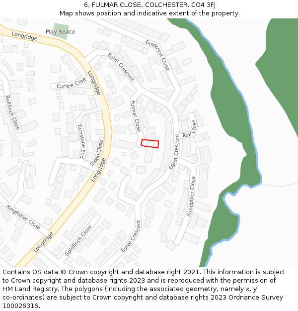 6, FULMAR CLOSE, COLCHESTER, CO4 3FJ: Location map and indicative extent of plot