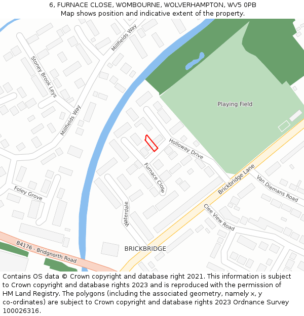 6, FURNACE CLOSE, WOMBOURNE, WOLVERHAMPTON, WV5 0PB: Location map and indicative extent of plot