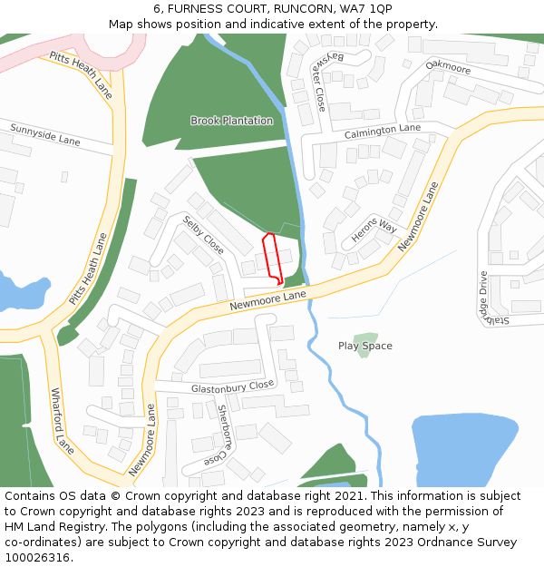 6, FURNESS COURT, RUNCORN, WA7 1QP: Location map and indicative extent of plot