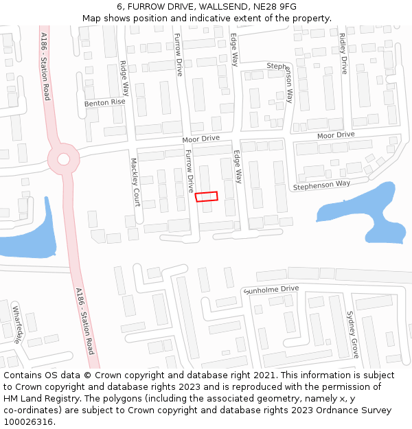 6, FURROW DRIVE, WALLSEND, NE28 9FG: Location map and indicative extent of plot