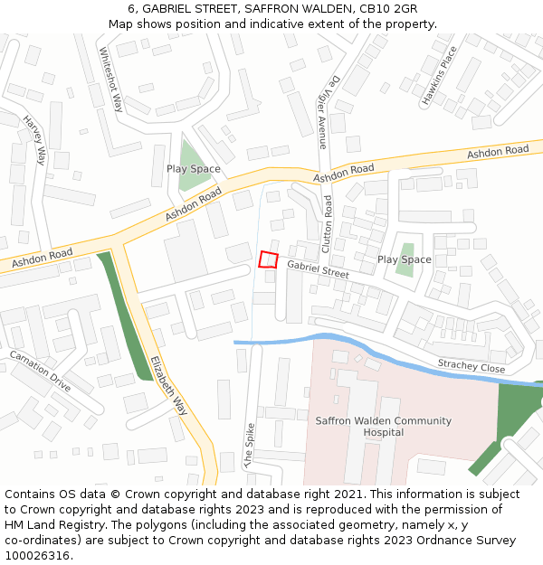 6, GABRIEL STREET, SAFFRON WALDEN, CB10 2GR: Location map and indicative extent of plot