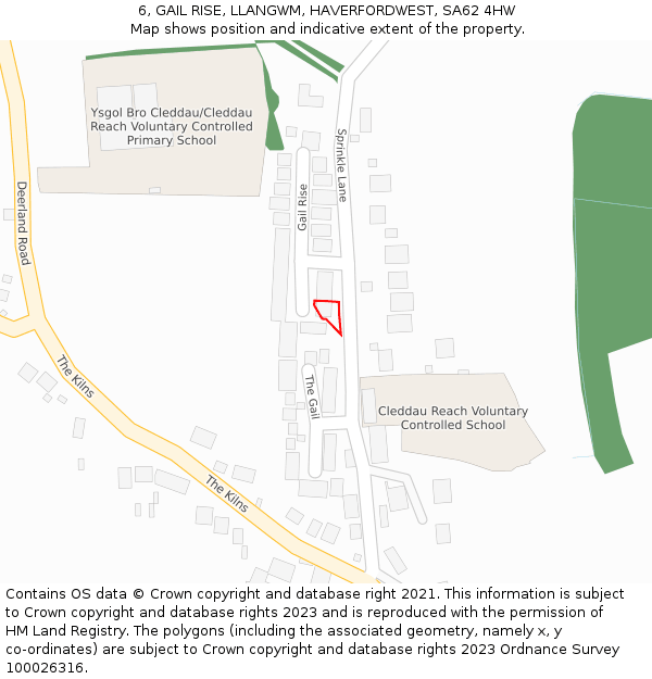 6, GAIL RISE, LLANGWM, HAVERFORDWEST, SA62 4HW: Location map and indicative extent of plot