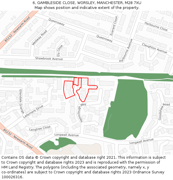 6, GAMBLESIDE CLOSE, WORSLEY, MANCHESTER, M28 7XU: Location map and indicative extent of plot