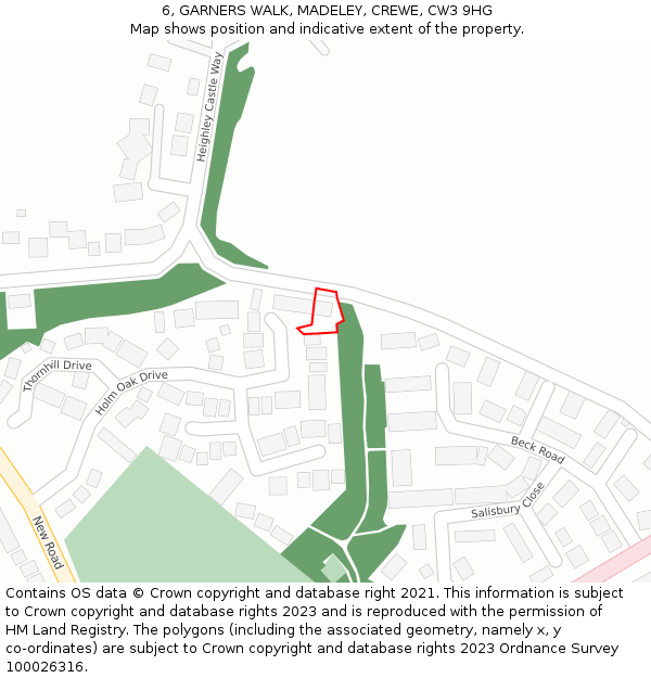 6, GARNERS WALK, MADELEY, CREWE, CW3 9HG: Location map and indicative extent of plot