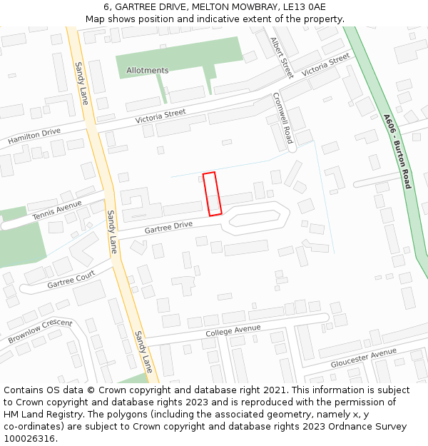 6, GARTREE DRIVE, MELTON MOWBRAY, LE13 0AE: Location map and indicative extent of plot