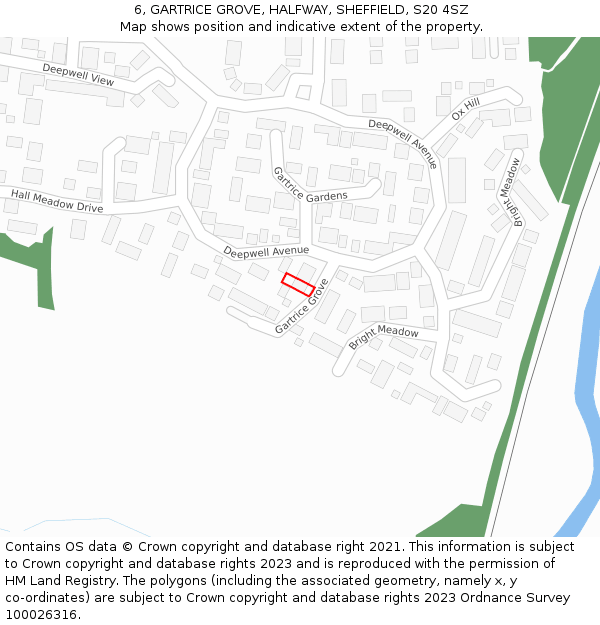 6, GARTRICE GROVE, HALFWAY, SHEFFIELD, S20 4SZ: Location map and indicative extent of plot