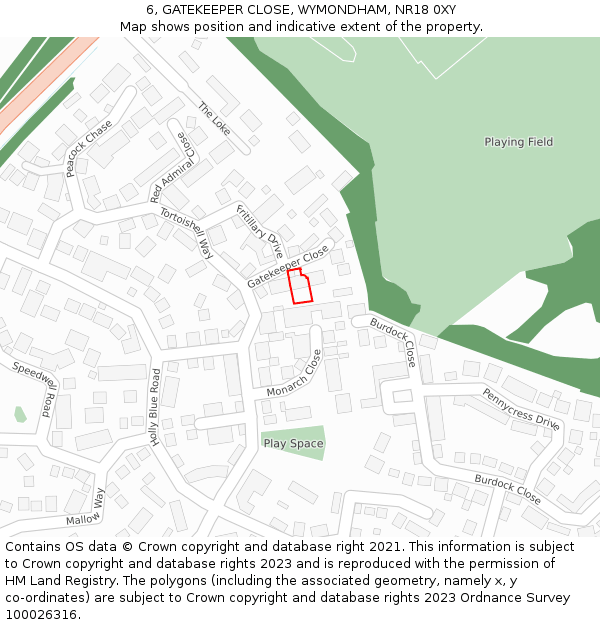 6, GATEKEEPER CLOSE, WYMONDHAM, NR18 0XY: Location map and indicative extent of plot