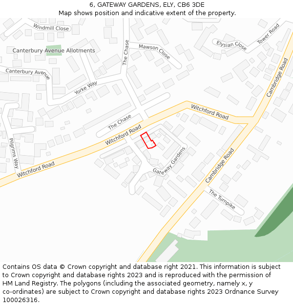 6, GATEWAY GARDENS, ELY, CB6 3DE: Location map and indicative extent of plot
