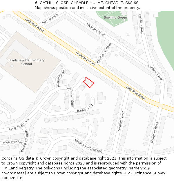 6, GATHILL CLOSE, CHEADLE HULME, CHEADLE, SK8 6SJ: Location map and indicative extent of plot