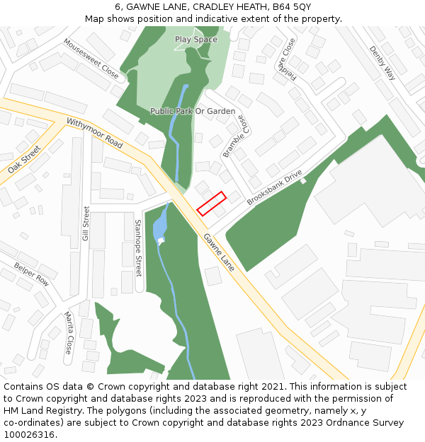 6, GAWNE LANE, CRADLEY HEATH, B64 5QY: Location map and indicative extent of plot