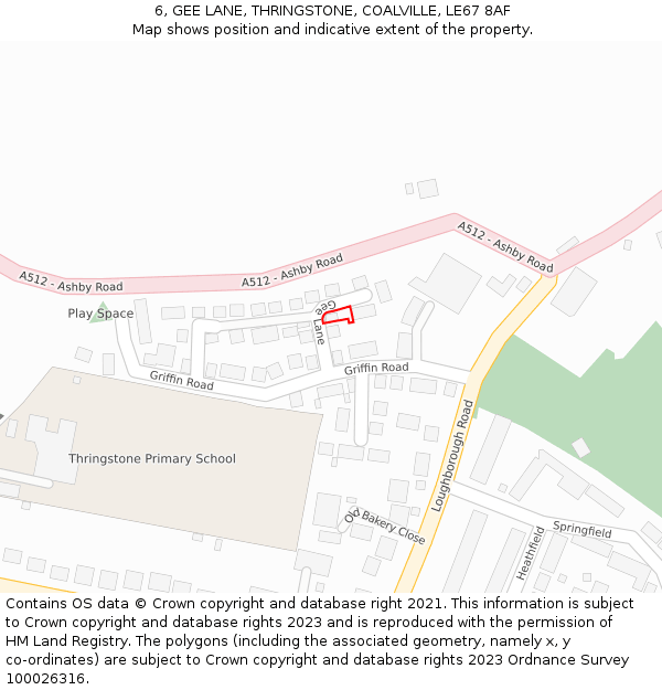 6, GEE LANE, THRINGSTONE, COALVILLE, LE67 8AF: Location map and indicative extent of plot