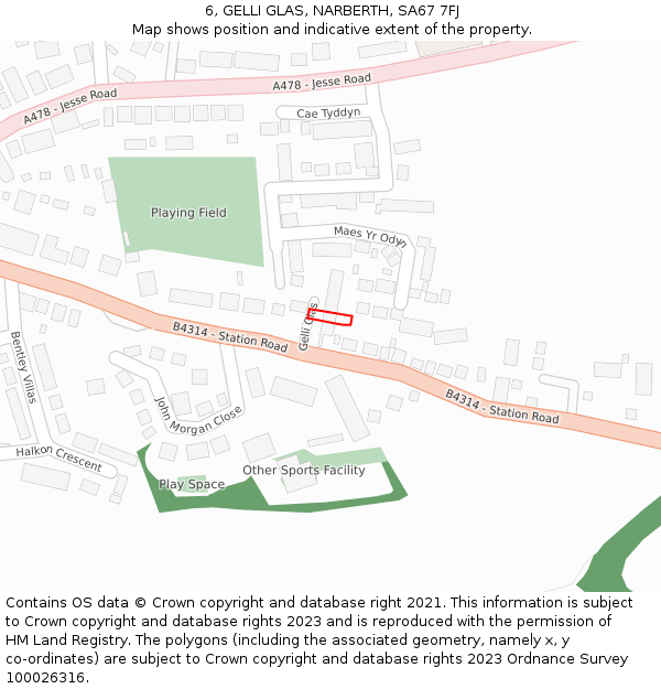6, GELLI GLAS, NARBERTH, SA67 7FJ: Location map and indicative extent of plot