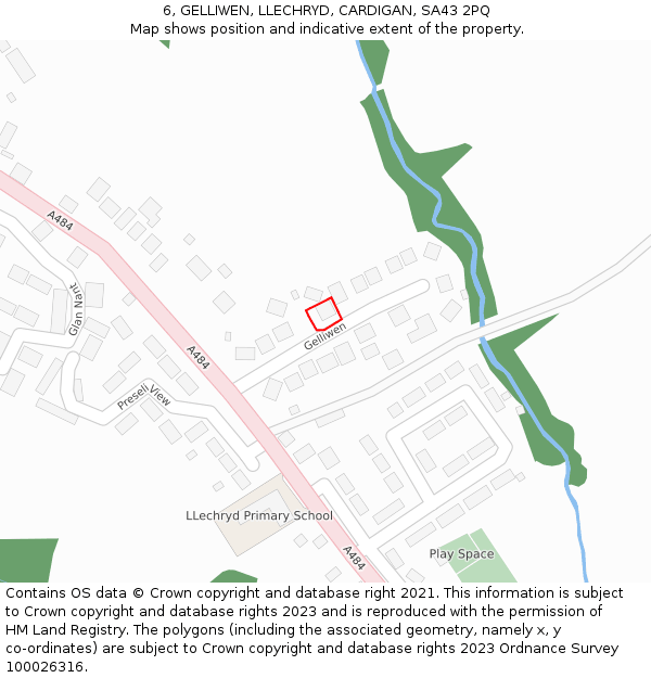 6, GELLIWEN, LLECHRYD, CARDIGAN, SA43 2PQ: Location map and indicative extent of plot