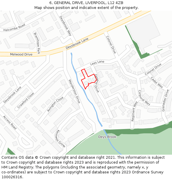 6, GENERAL DRIVE, LIVERPOOL, L12 4ZB: Location map and indicative extent of plot