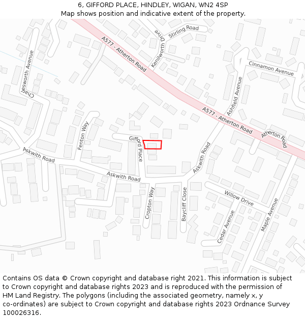 6, GIFFORD PLACE, HINDLEY, WIGAN, WN2 4SP: Location map and indicative extent of plot