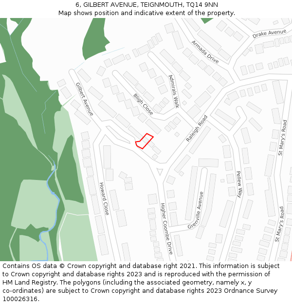 6, GILBERT AVENUE, TEIGNMOUTH, TQ14 9NN: Location map and indicative extent of plot