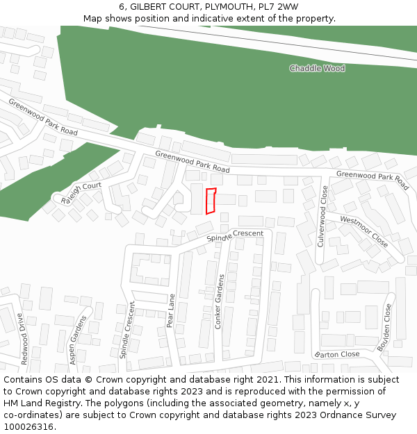 6, GILBERT COURT, PLYMOUTH, PL7 2WW: Location map and indicative extent of plot