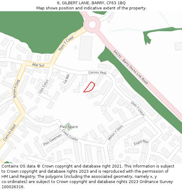 6, GILBERT LANE, BARRY, CF63 1BQ: Location map and indicative extent of plot