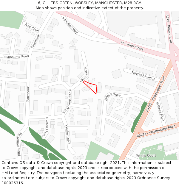 6, GILLERS GREEN, WORSLEY, MANCHESTER, M28 0GA: Location map and indicative extent of plot