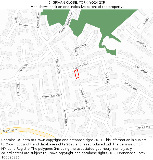 6, GIRVAN CLOSE, YORK, YO24 2XR: Location map and indicative extent of plot