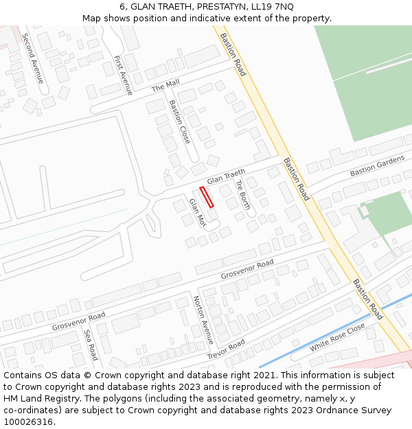 6, GLAN TRAETH, PRESTATYN, LL19 7NQ: Location map and indicative extent of plot