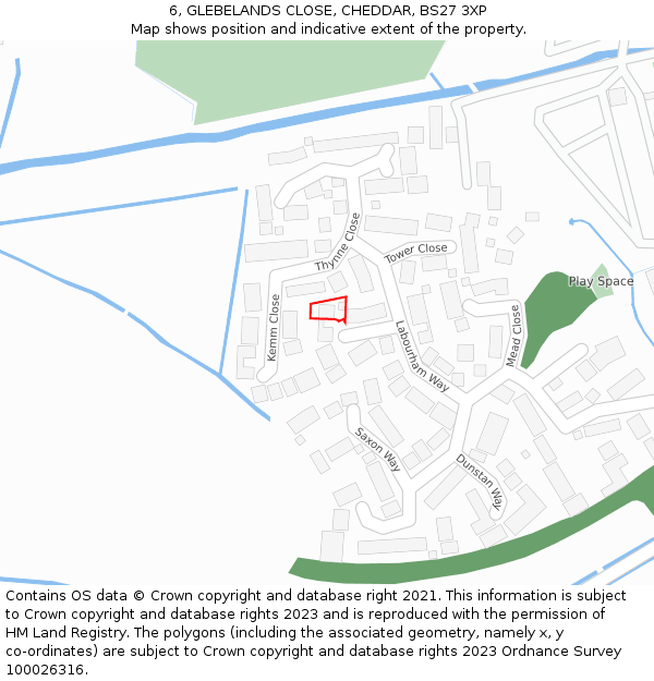 6, GLEBELANDS CLOSE, CHEDDAR, BS27 3XP: Location map and indicative extent of plot