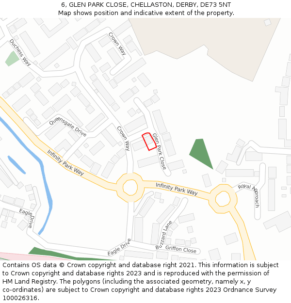 6, GLEN PARK CLOSE, CHELLASTON, DERBY, DE73 5NT: Location map and indicative extent of plot