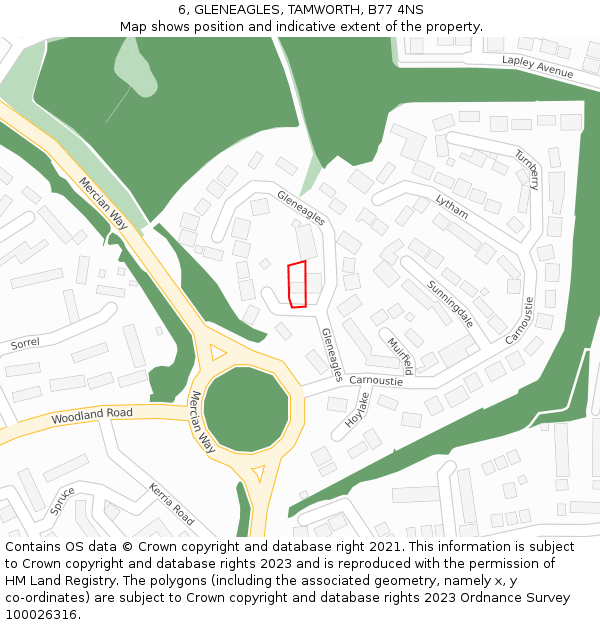 6, GLENEAGLES, TAMWORTH, B77 4NS: Location map and indicative extent of plot