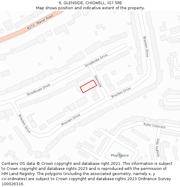 6, GLENSIDE, CHIGWELL, IG7 5RE: Location map and indicative extent of plot