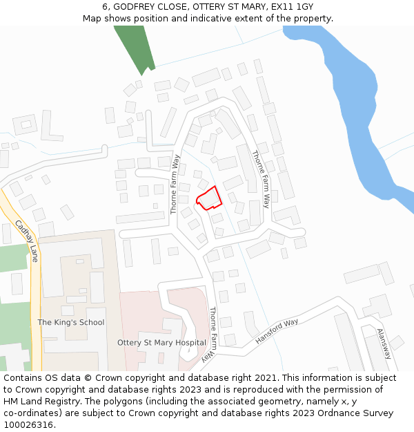 6, GODFREY CLOSE, OTTERY ST MARY, EX11 1GY: Location map and indicative extent of plot