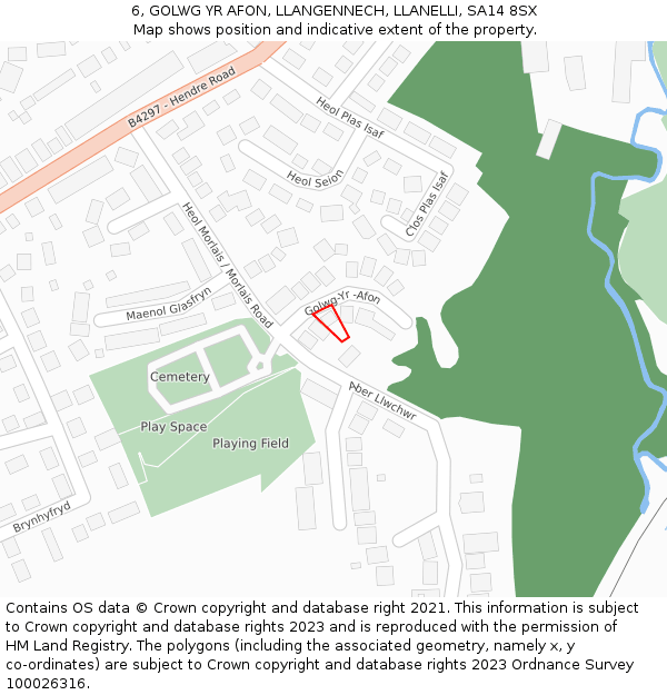 6, GOLWG YR AFON, LLANGENNECH, LLANELLI, SA14 8SX: Location map and indicative extent of plot