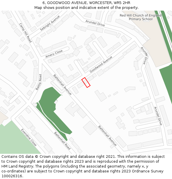 6, GOODWOOD AVENUE, WORCESTER, WR5 2HR: Location map and indicative extent of plot