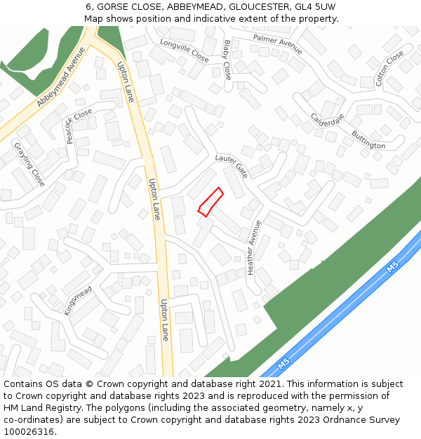 6, GORSE CLOSE, ABBEYMEAD, GLOUCESTER, GL4 5UW: Location map and indicative extent of plot
