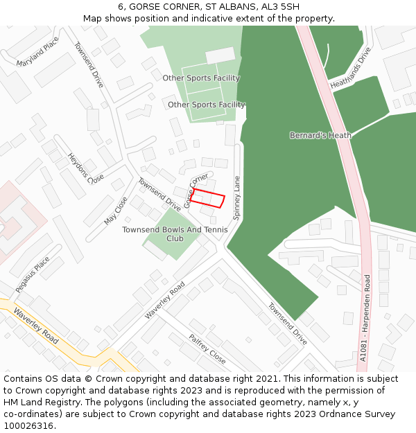 6, GORSE CORNER, ST ALBANS, AL3 5SH: Location map and indicative extent of plot